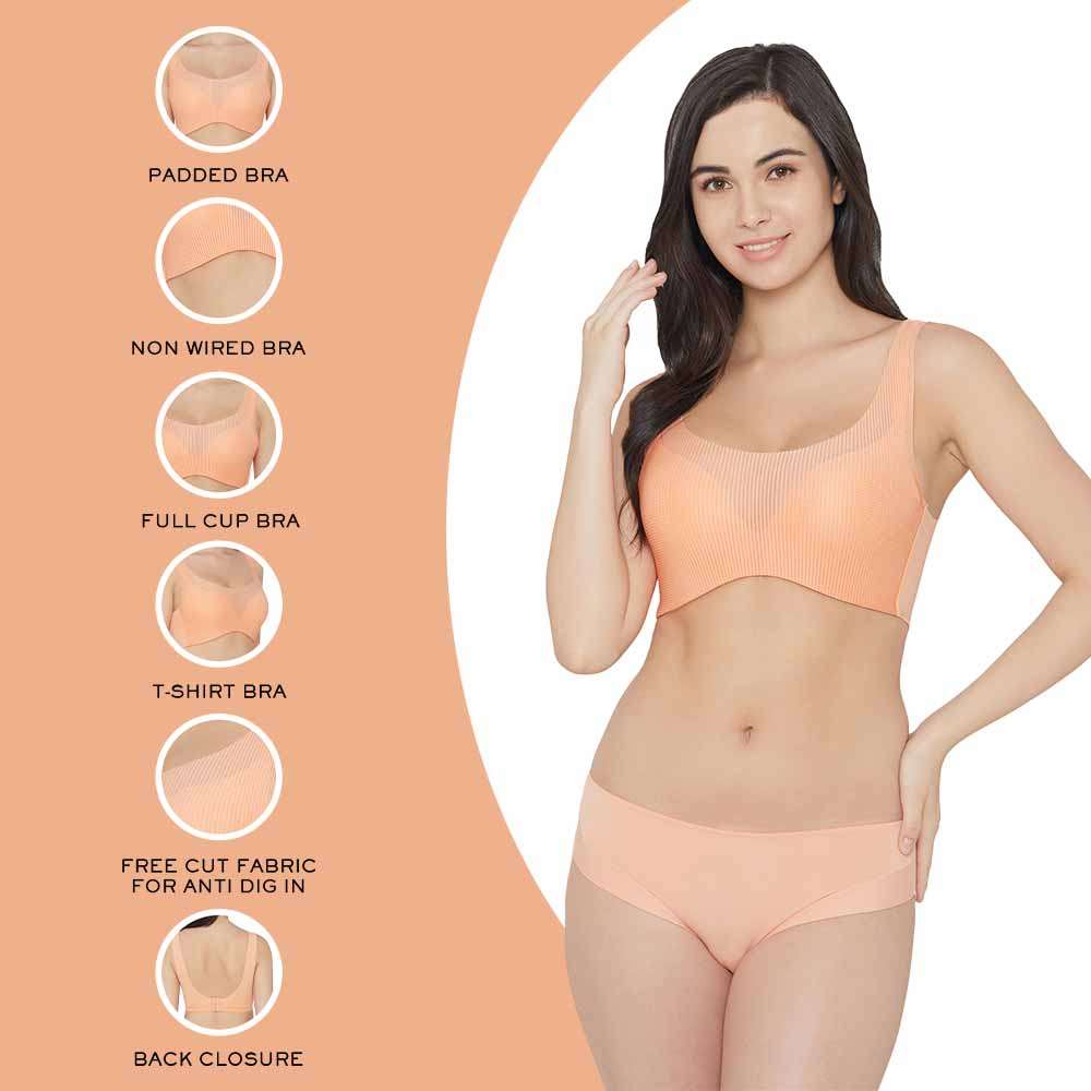 Aura Padded Non-wired 3/4th Cup Everyday Wear Full coverage Bra - Orange