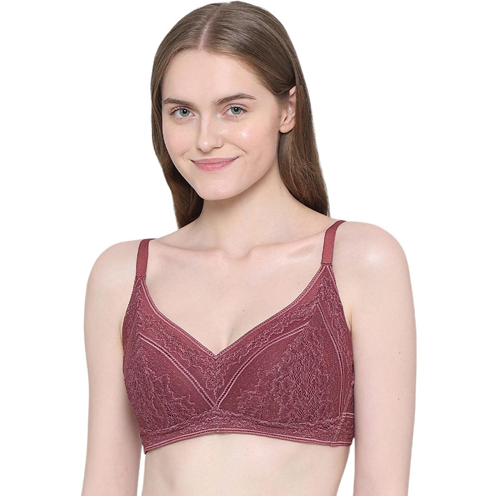 Lucy Padded Non-Wired 3/4th Cup Bridal Wear Medium coverage Fashion Bra - Burgandy