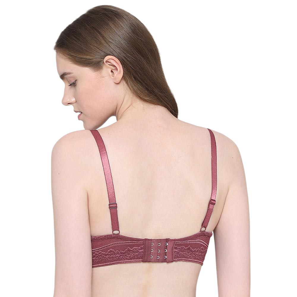 Lucy Padded Non-Wired 3/4th Cup Bridal Wear Medium coverage Fashion Bra - Burgandy
