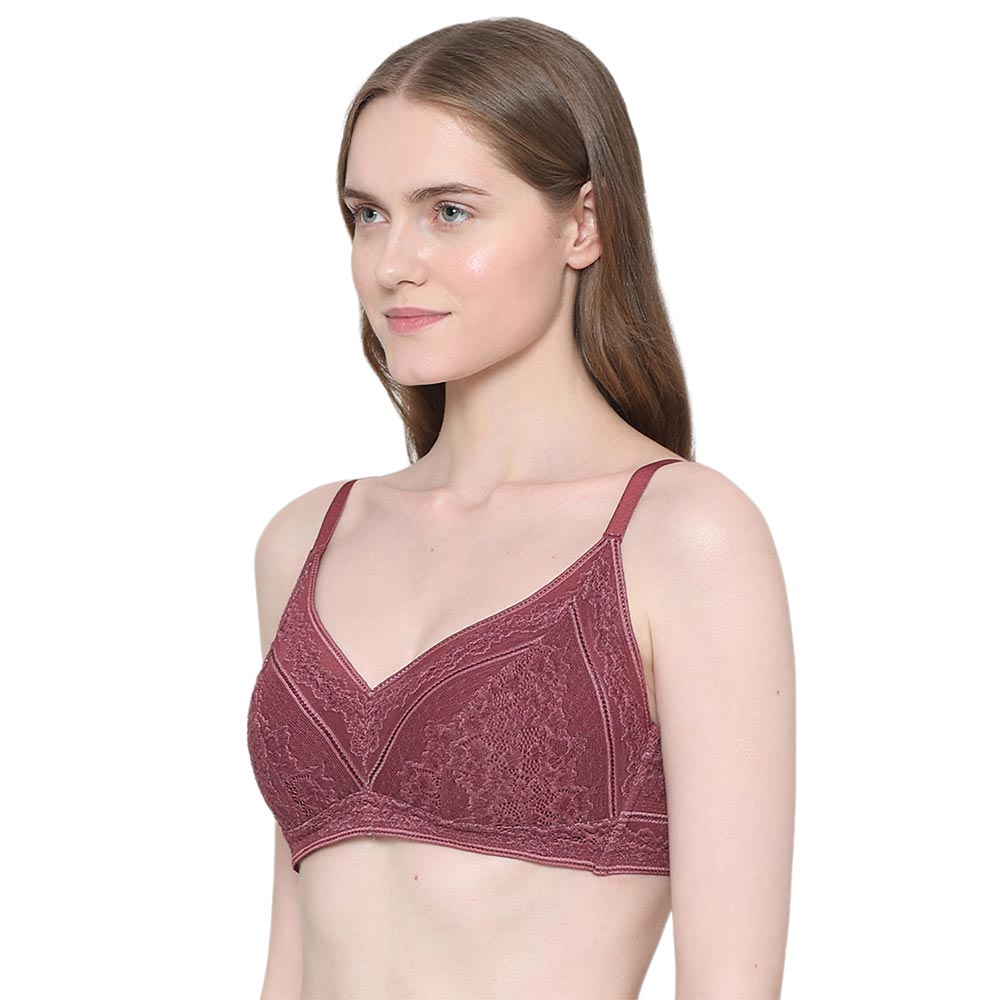 Lucy Padded Non-Wired 3/4th Cup Bridal Wear Medium coverage Fashion Bra - Burgandy