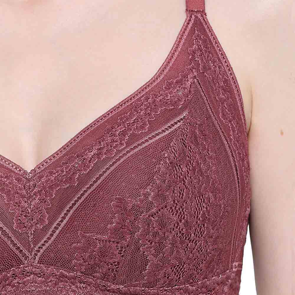 Lucy Padded Non-Wired 3/4th Cup Bridal Wear Medium coverage Fashion Bra - Burgandy