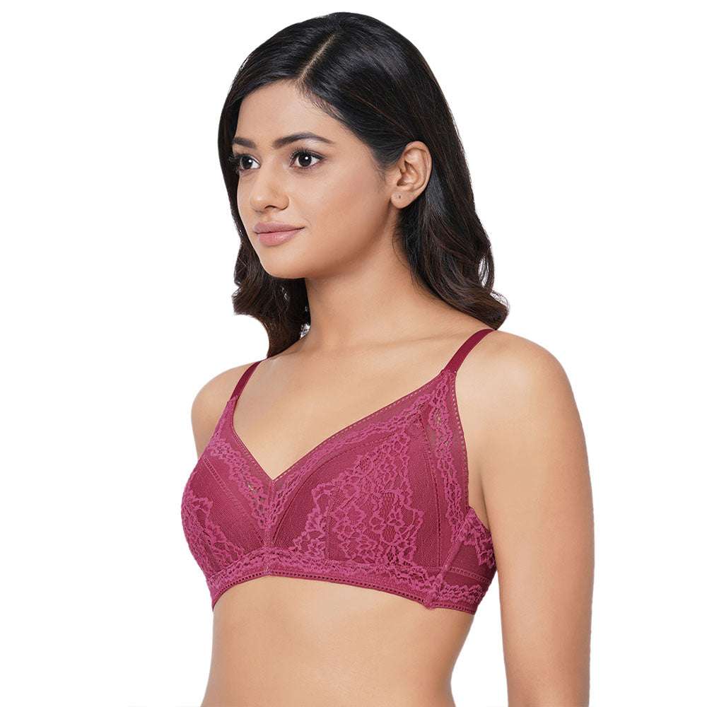 Lucy Padded Non-Wired 3/4th Cup Bridal Wear Medium coverage Fashion Bra - Wine