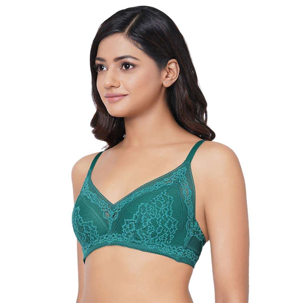 Lucy Padded Non-Wired 3/4th Cup Bridal Wear Medium coverage Fashion Bra - Teal