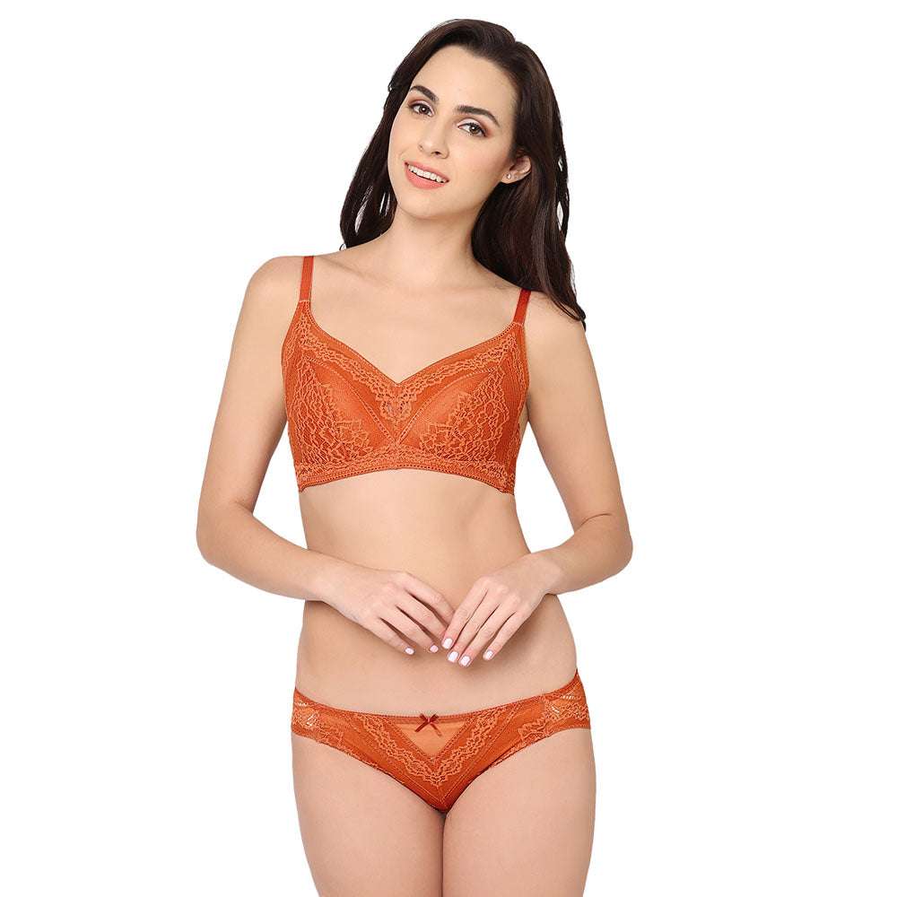 Lucy Padded Non-Wired 3/4th Cup Bridal Wear Medium coverage Fashion Bra - Rust