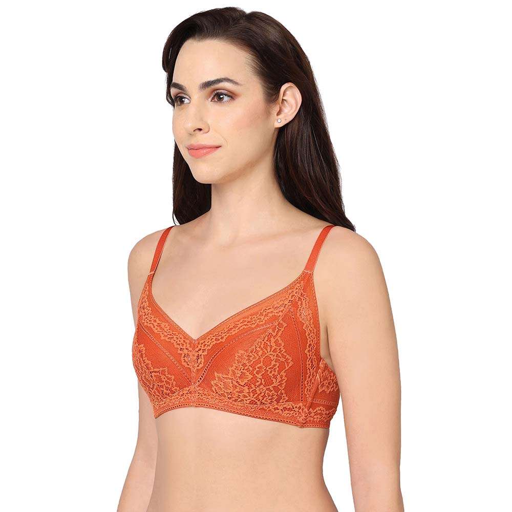 Lucy Padded Non-Wired 3/4th Cup Bridal Wear Medium coverage Fashion Bra - Rust
