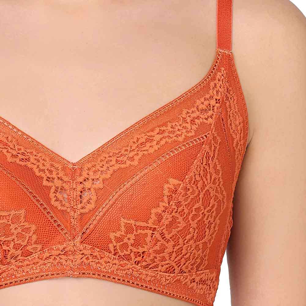 Lucy Padded Non-Wired 3/4th Cup Bridal Wear Medium coverage Fashion Bra - Rust