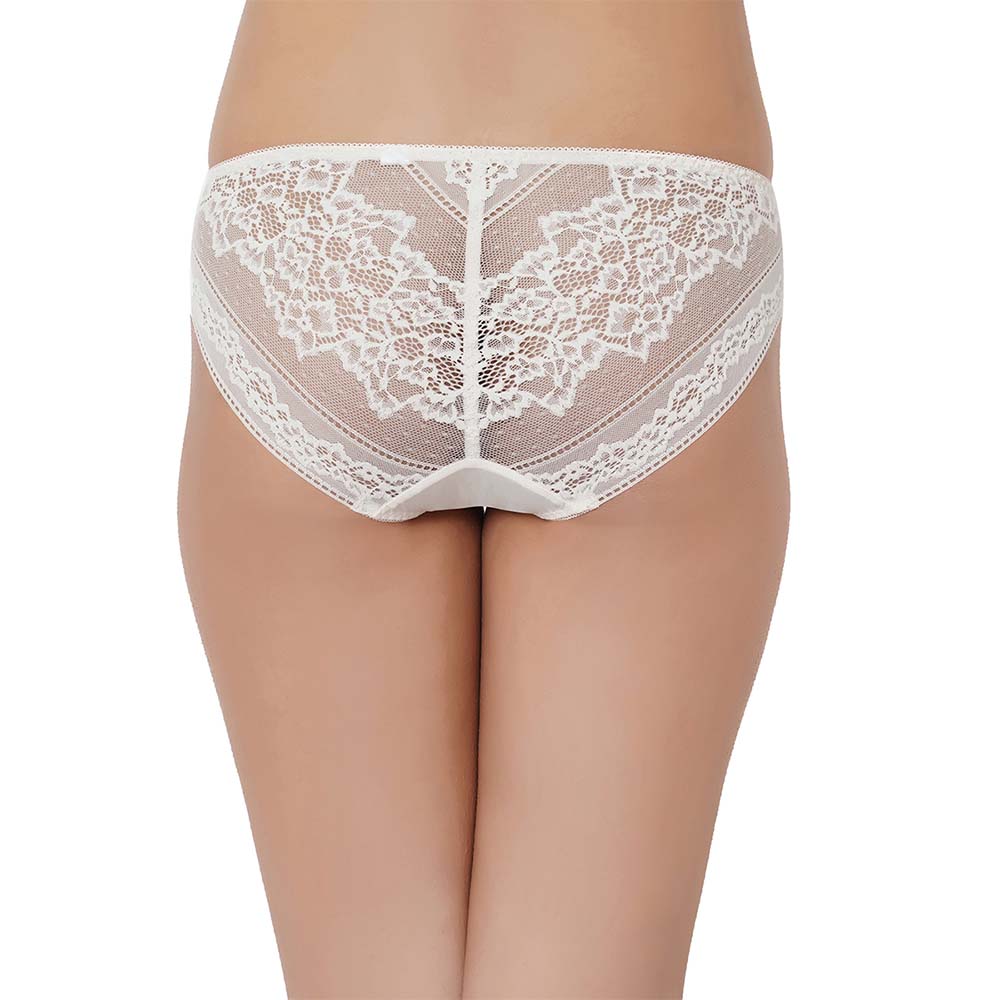 Lucy Low Waist Medium Coverage Bridal Wear Lace Bikini Panty - Ivory