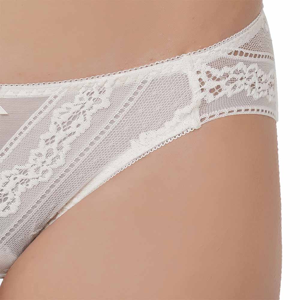 Lucy Low Waist Medium Coverage Bridal Wear Lace Bikini Panty - Ivory