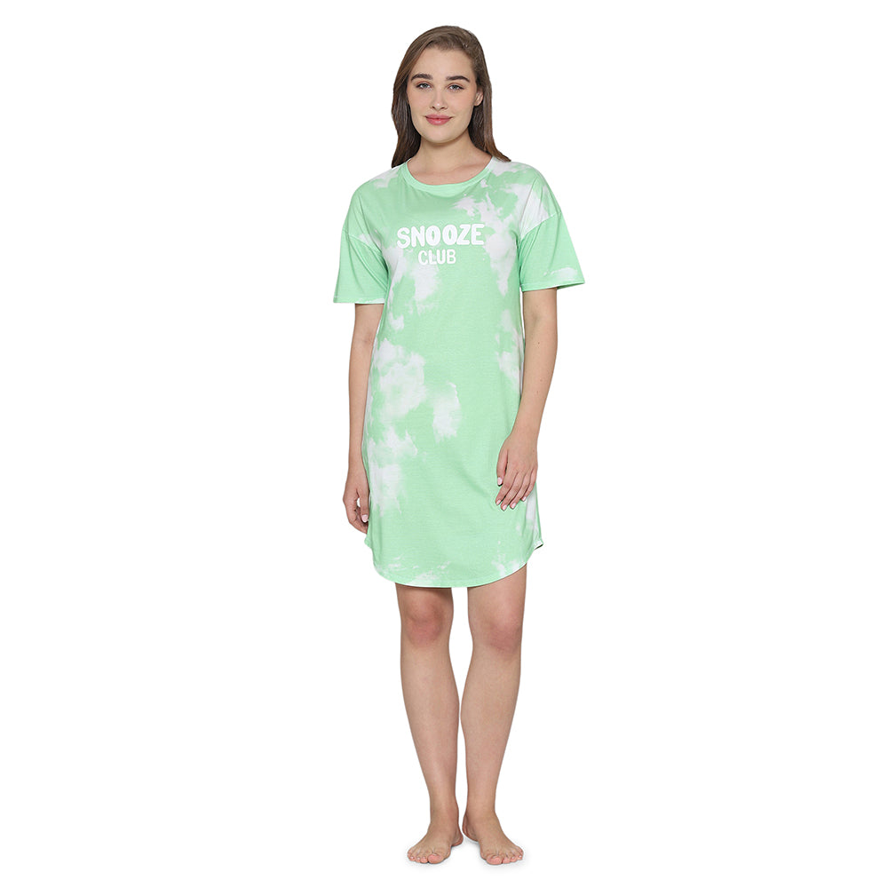 Wacoal Women’s Snooze Club Short sleeve Calf Length Comfort Fit Pure Cotton Night Dress-Sea Green