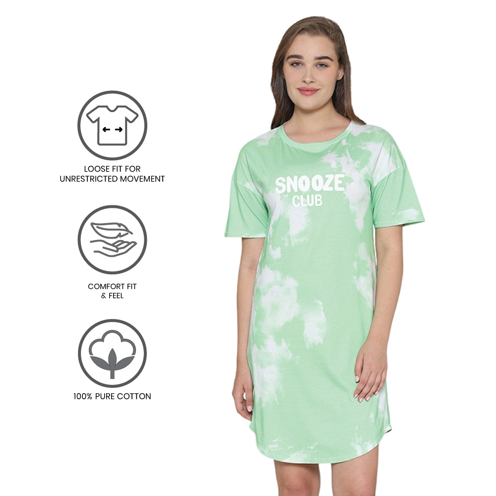 Wacoal Women’s Snooze Club Short sleeve Calf Length Comfort Fit Pure Cotton Night Dress-Sea Green