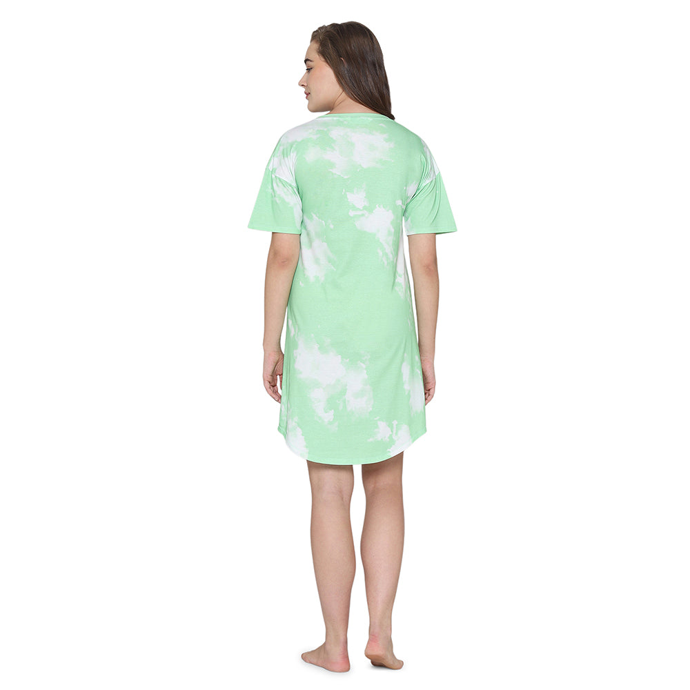 Wacoal Women’s Snooze Club Short sleeve Calf Length Comfort Fit Pure Cotton Night Dress-Sea Green