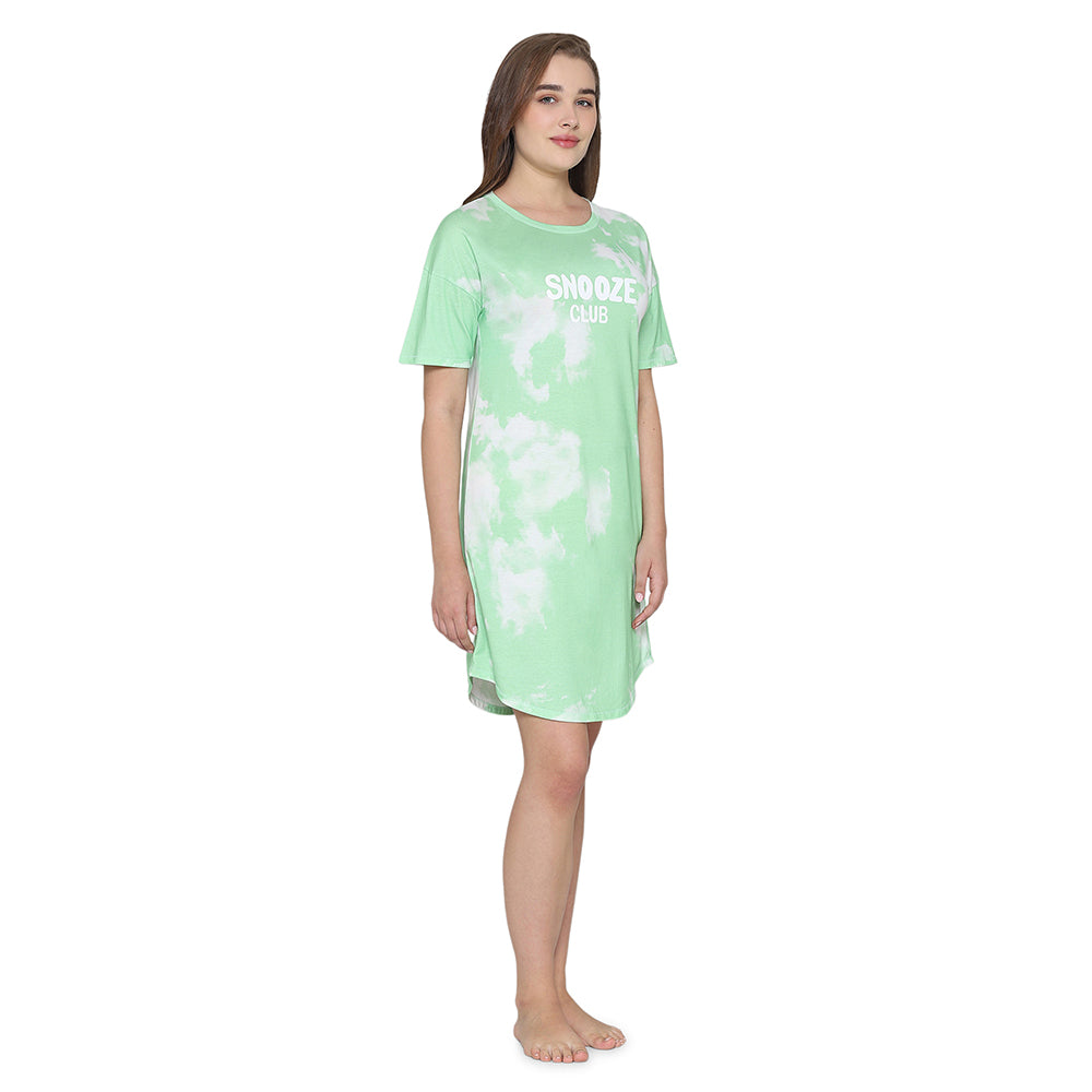 Wacoal Women’s Snooze Club Short sleeve Calf Length Comfort Fit Pure Cotton Night Dress-Sea Green