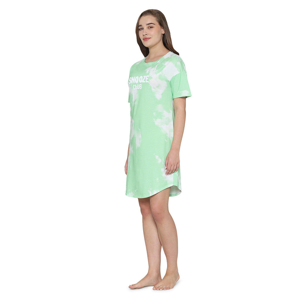 Wacoal Women’s Snooze Club Short sleeve Calf Length Comfort Fit Pure Cotton Night Dress-Sea Green