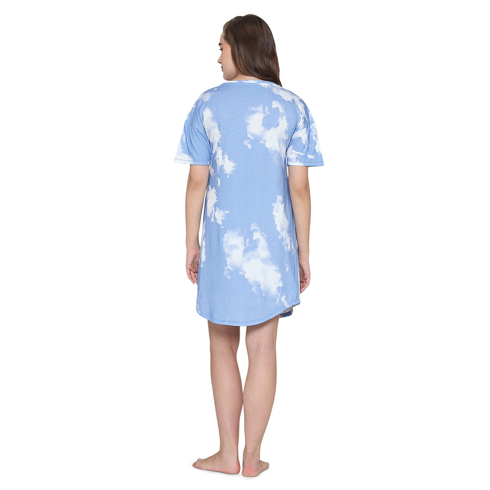 Wacoal Women’s Snooze Club Short sleeve Calf Length Comfort Fit Pure Cotton Night Dress-Blue