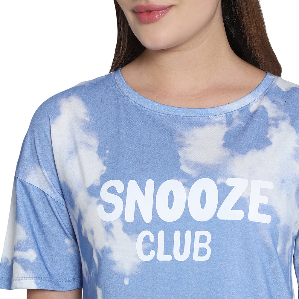 Wacoal Women’s Snooze Club Short sleeve Calf Length Comfort Fit Pure Cotton Night Dress-Blue