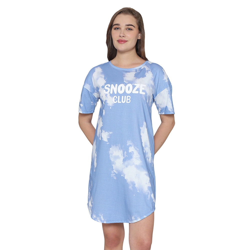 Wacoal Women’s Snooze Club Short sleeve Calf Length Comfort Fit Pure Cotton Night Dress-Blue