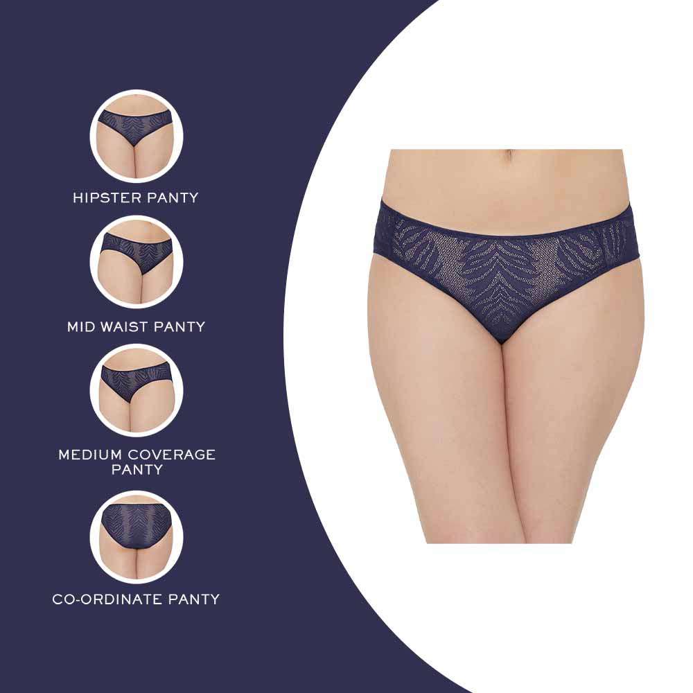 Mysa Mid Waist Medium Coverage Everyday Wear Hipster Panty - Navy Blue