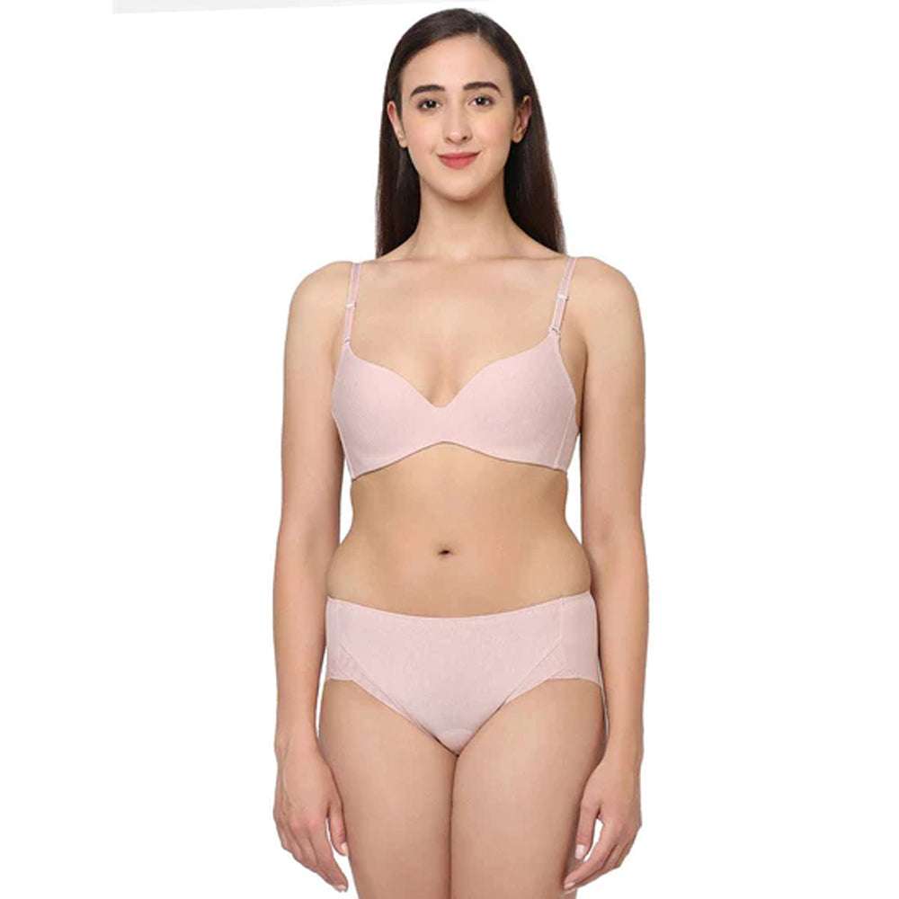 Synchro Padded Non-Wired 3/4th Cup Everyday Wear T-Shirt Bra - Beige