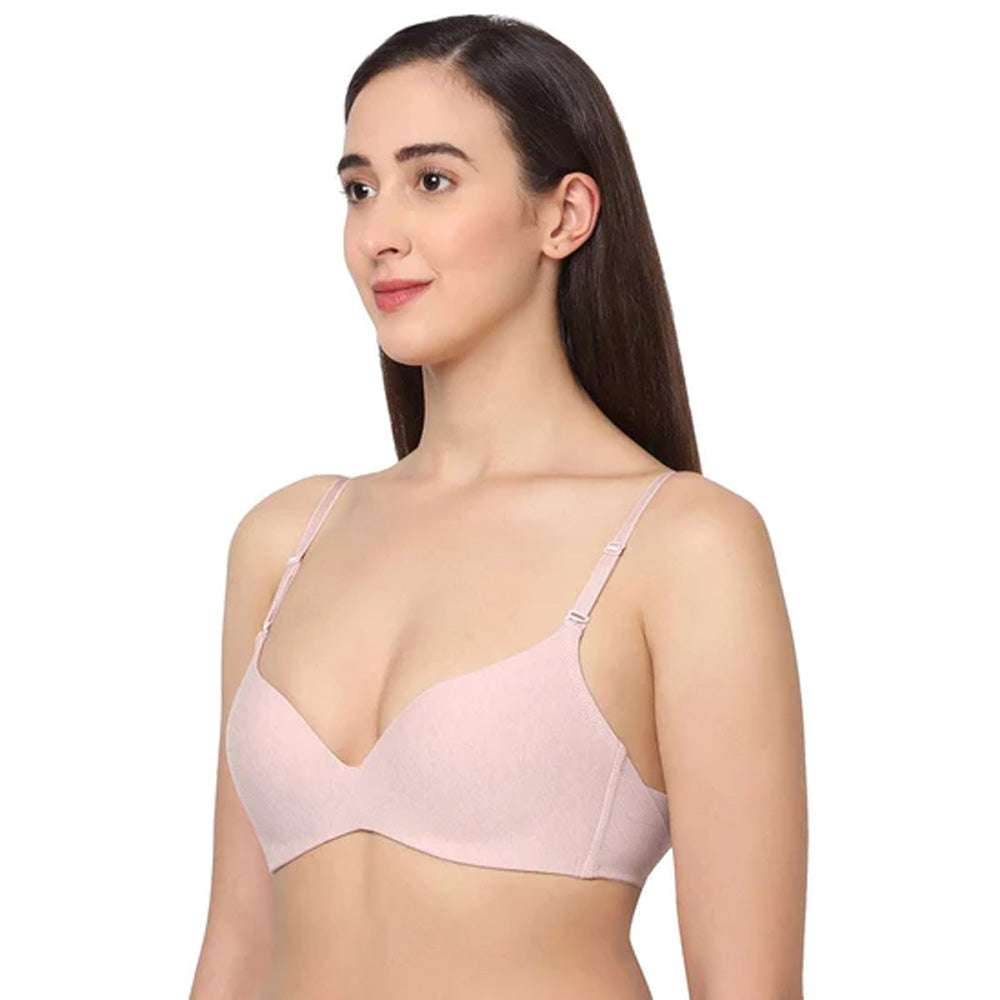 Synchro Padded Non-Wired 3/4th Cup Everyday Wear T-Shirt Bra - Beige