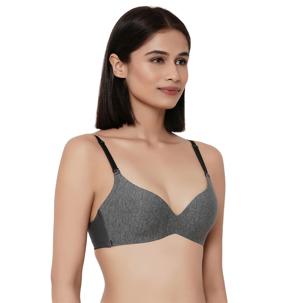 Synchro Padded Non-Wired 3/4th Cup Everyday Wear T-Shirt Bra - Dark Grey