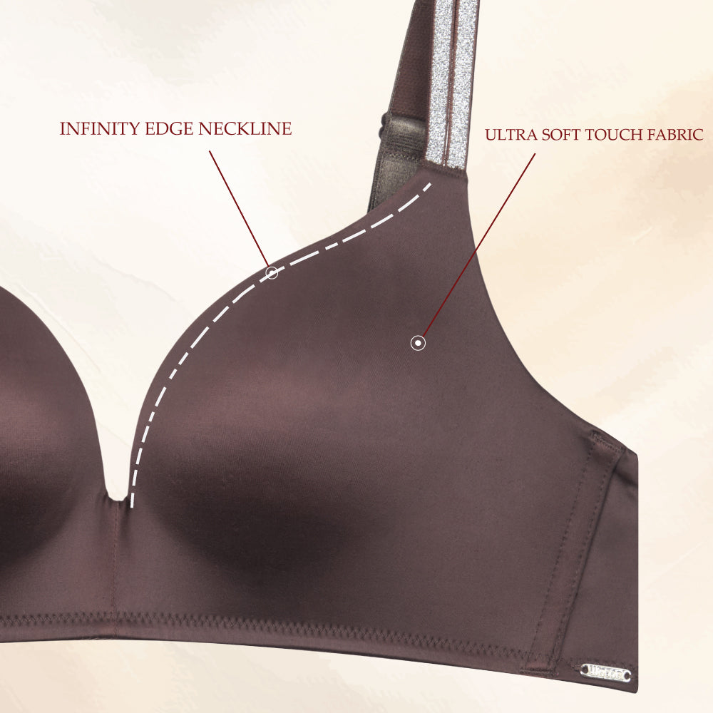 Wacoal Women’s Stellar Padded Non-wired 3/4th Cup Shimmer Straps  Party Wear T-shirt Bra-Brown