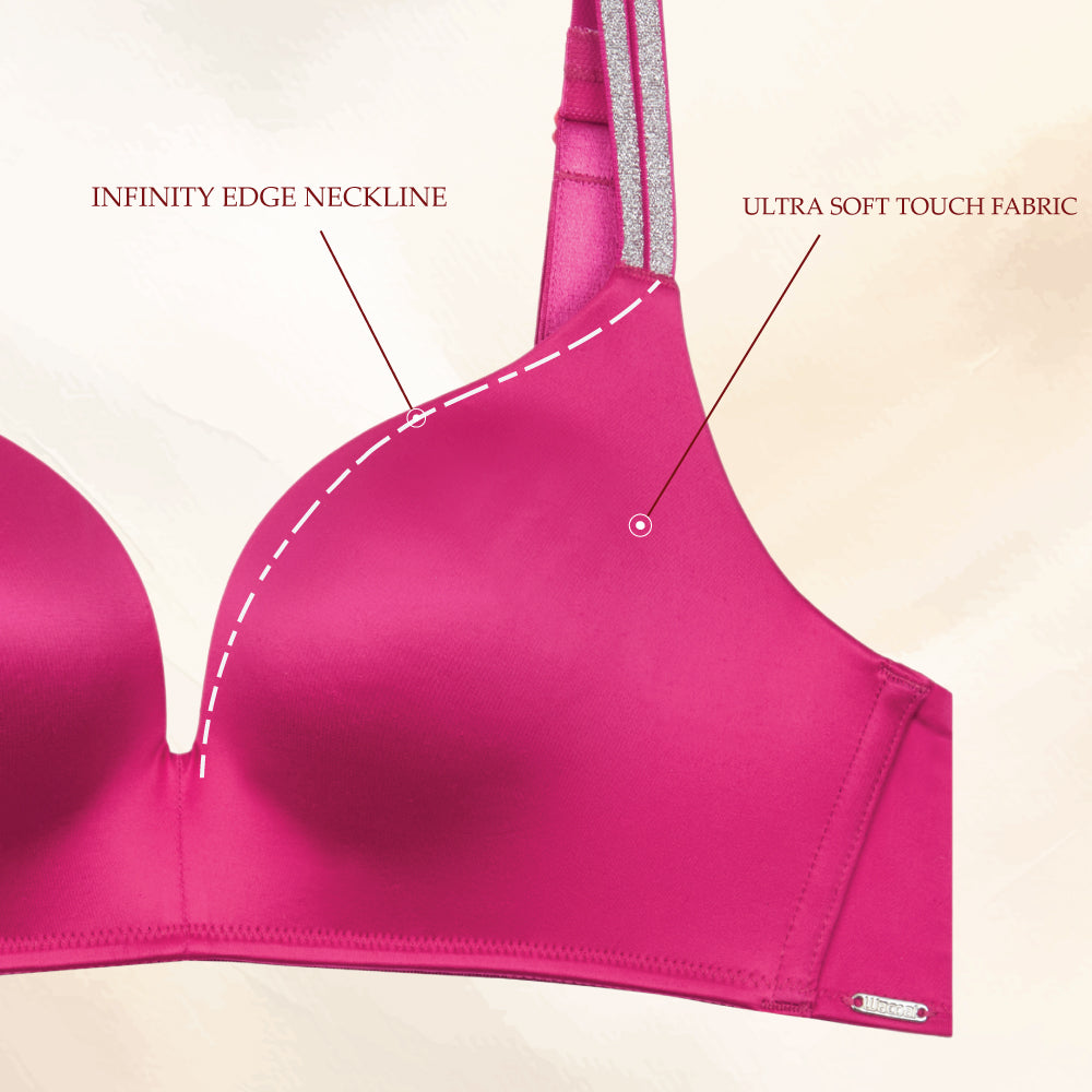 Wacoal Women’s Stellar Padded Non-wired 3/4th Cup Shimmer Straps Party Wear T-shirt Bra-Red