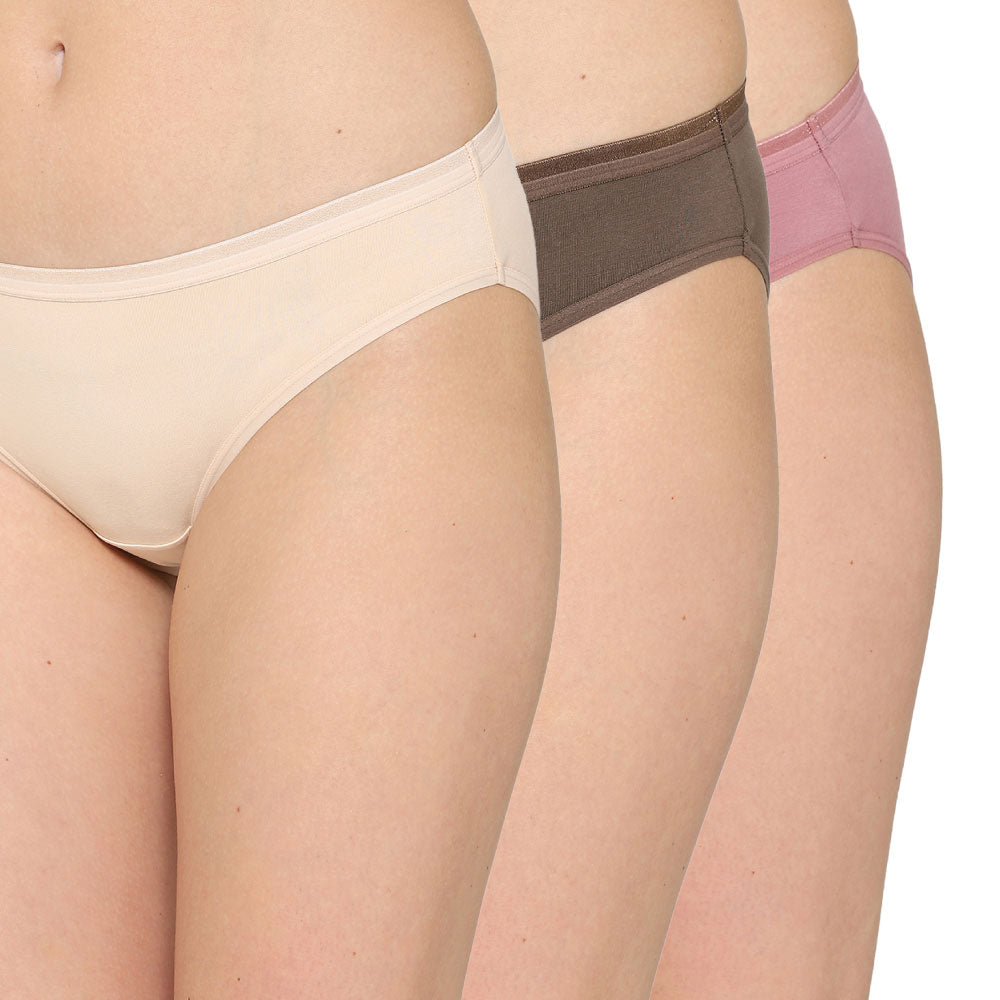 Cotton Low Waist Medium Coverage Everyday Wear Pack of 3 Bikini Panty
