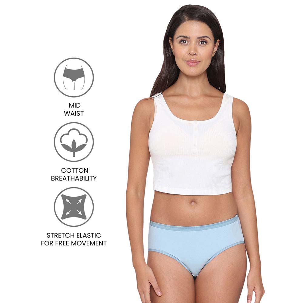 Cotton Mid Waist Medium Coverage Everyday Wear Pack of 3  Hipster Panty