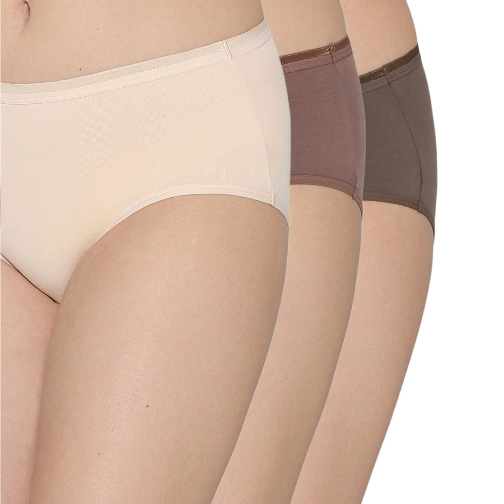 Cotton Mid Waist Medium Coverage Everyday Wear Pack of 3 Midi Panty