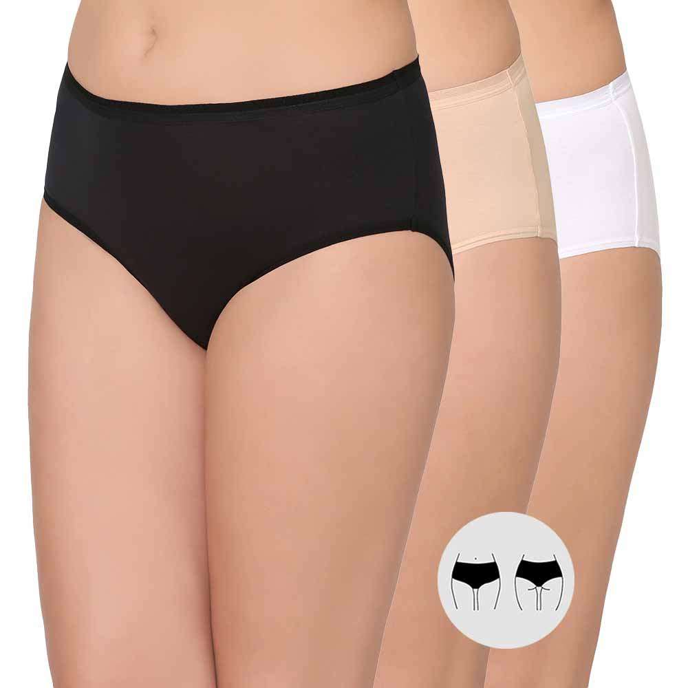 Buy Cotton Midi Mid Waist Mid Coverage Solid Pack of 3 Panties Online