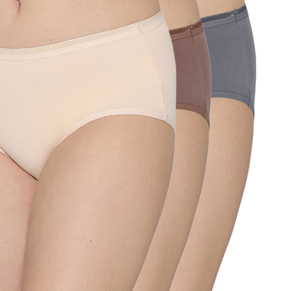 Cotton Mid Waist Medium Coverage Everyday Wear Pack of 3 Midi Panty