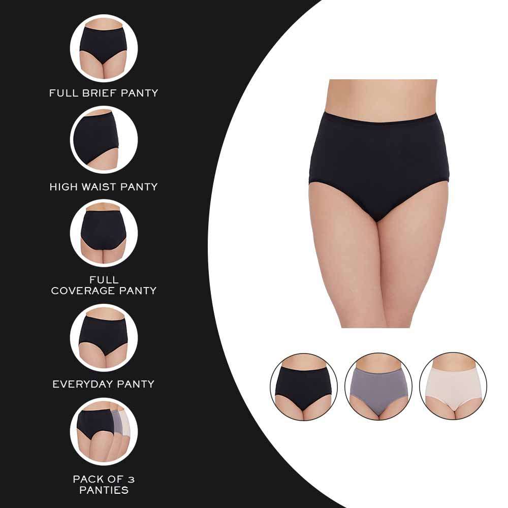 Buy Cotton Full Brief - High Waist Full Coverage Solid Pack Of 3