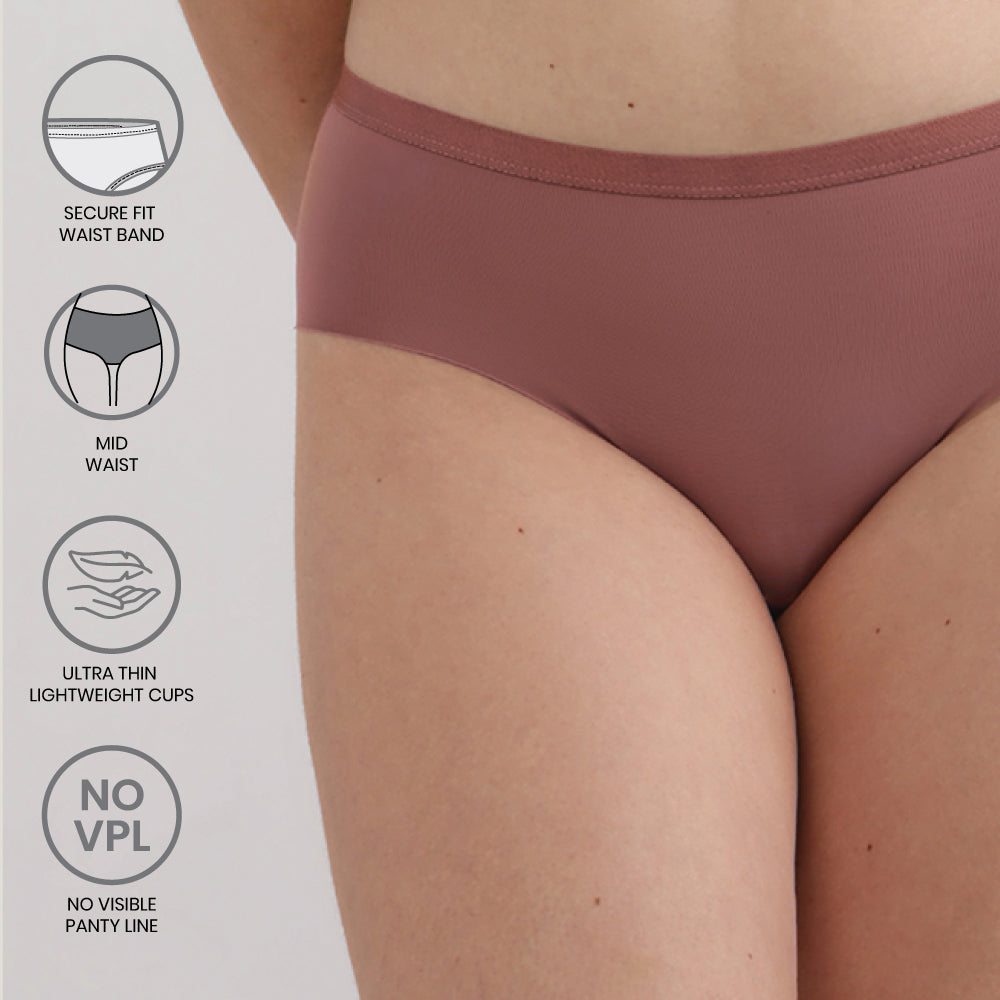 BASICS Zoe Mid-waist Medium Coverage Everyday wear Hipster Panty-Pink