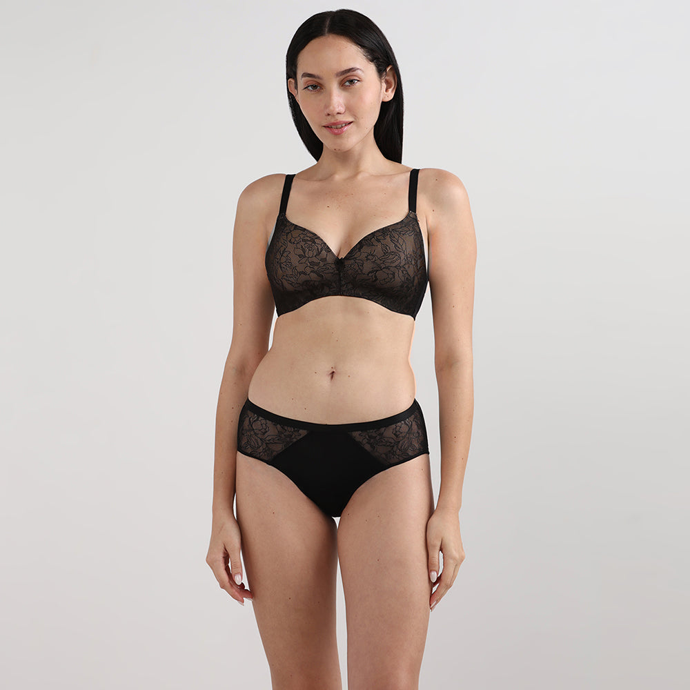 Wacoal Women’s BASICS Zoe Mid-waist Medium Coverage  Everyday wear Hipster Panty-Black