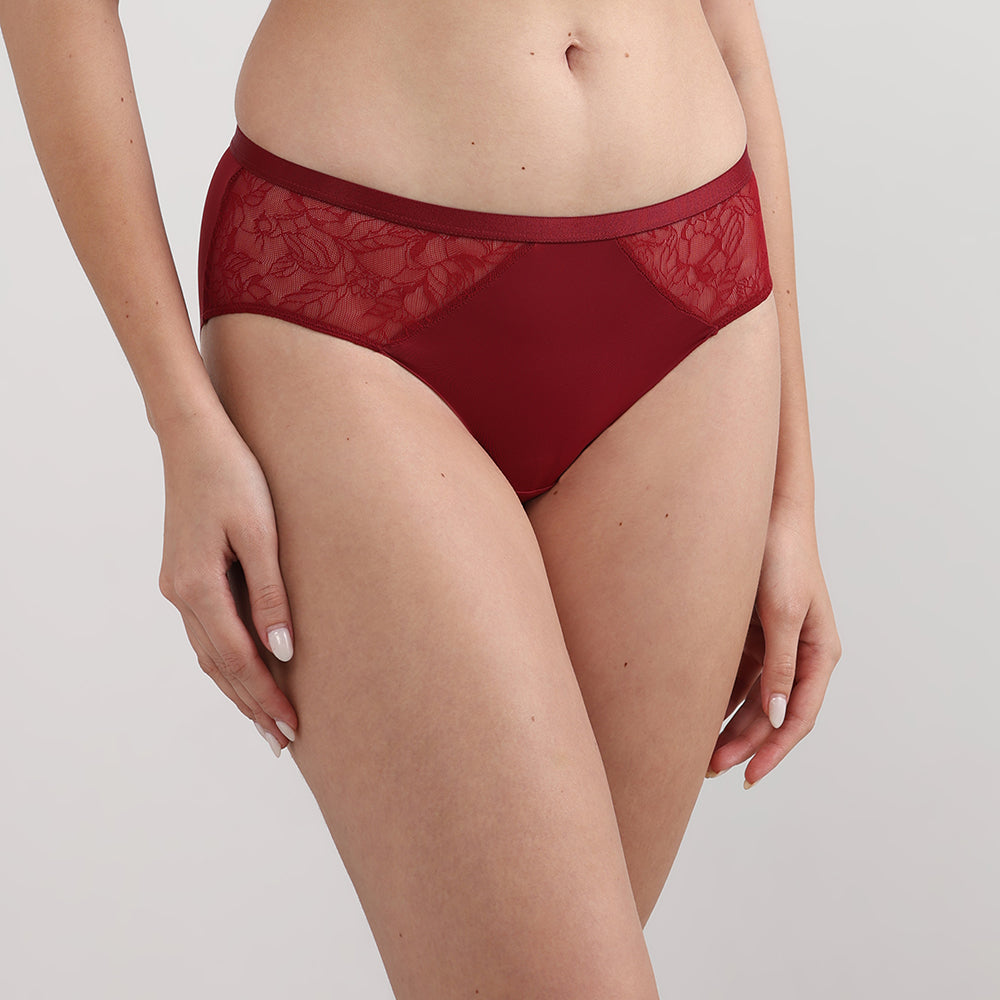 Wacoal Women’s BASICS Zoe Mid-waist Medium Coverage  Everyday wear Hipster Panty-Red