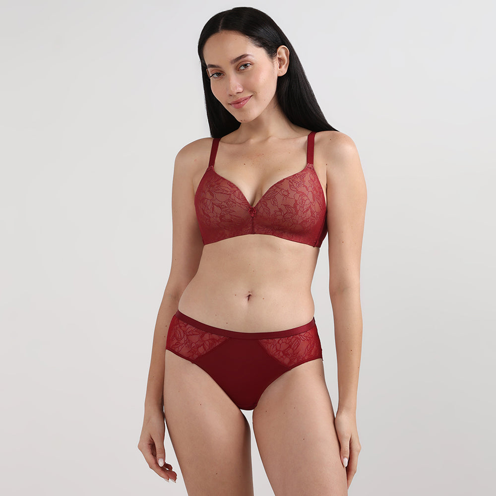 Wacoal Women’s BASICS Zoe Mid-waist Medium Coverage  Everyday wear Hipster Panty-Red