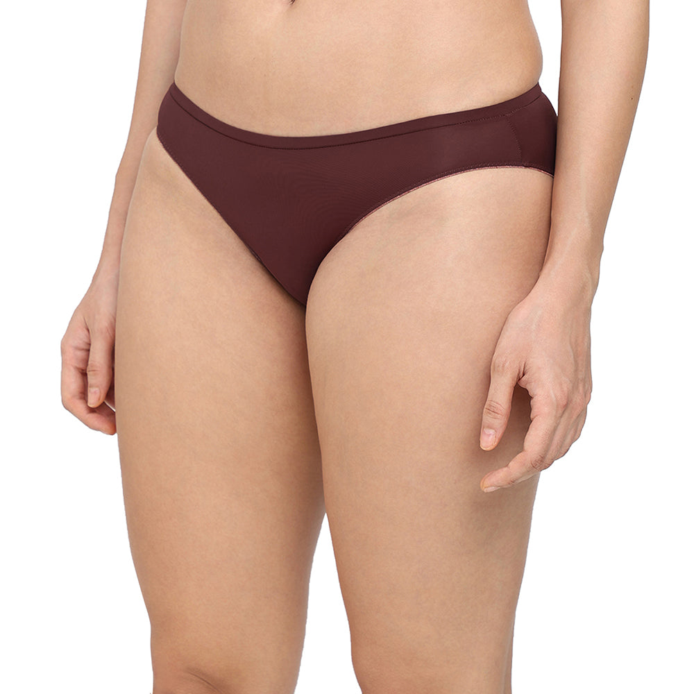 Everyday Elegance Low Waist Medium Coverage Everyday Wear Bikini Panty - Brown