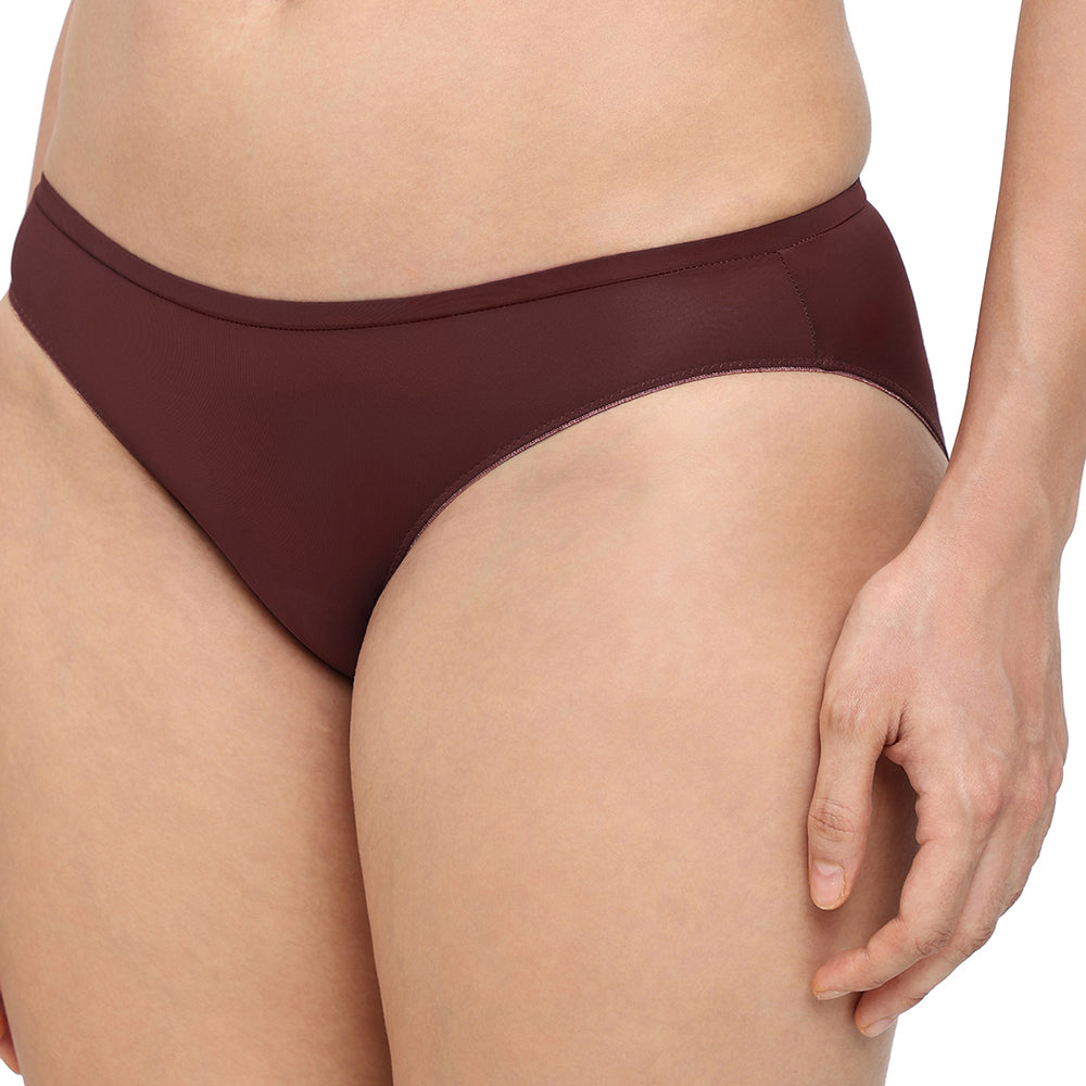 Everyday Elegance Low Waist Medium Coverage Everyday Wear Bikini Panty - Brown