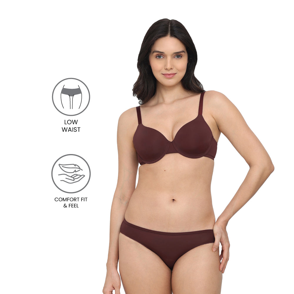 Everyday Elegance Low Waist Medium Coverage Everyday Wear Bikini Panty - Brown