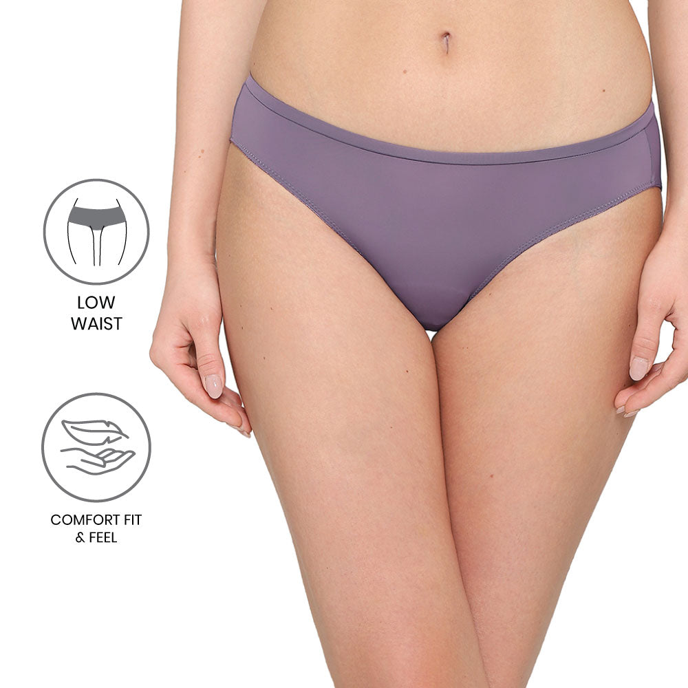 Everyday Elegance Low Waist Medium Coverage Everyday Wear Bikini Panty-Purple