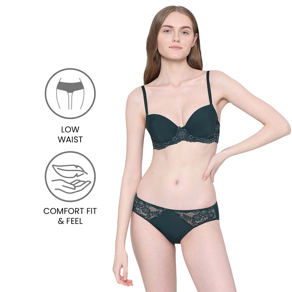 Balcony & Beyond Low Waist Medium Coverage Everyday Wear Bikini Panty - Dark Green