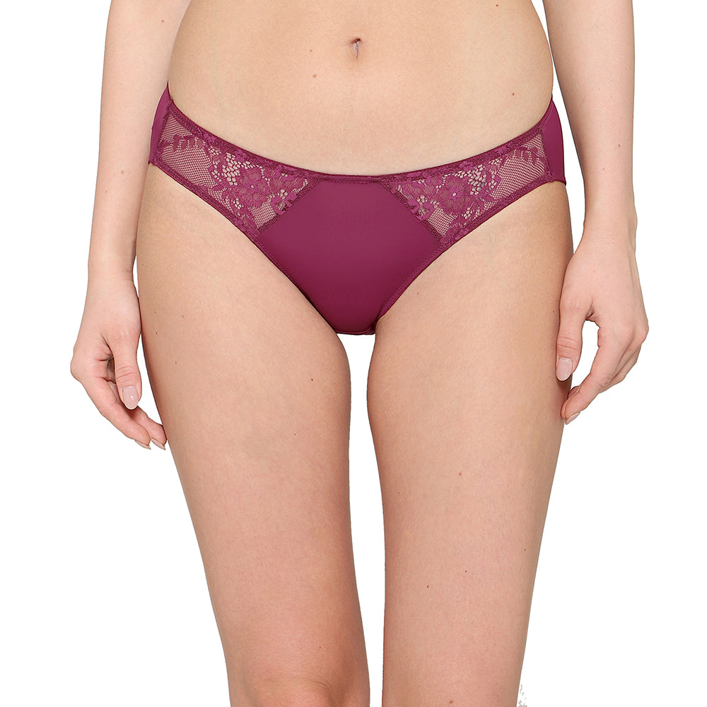 Balcony & Beyond Low Waist Medium Coverage Everyday Wear Bikini Panty-Wine