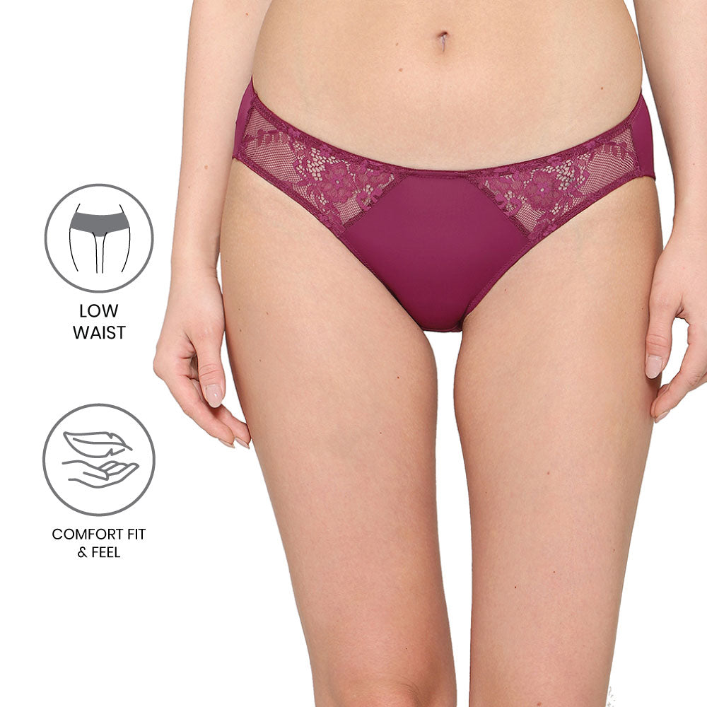 Balcony & Beyond Low Waist Medium Coverage Everyday Wear Bikini Panty-Wine