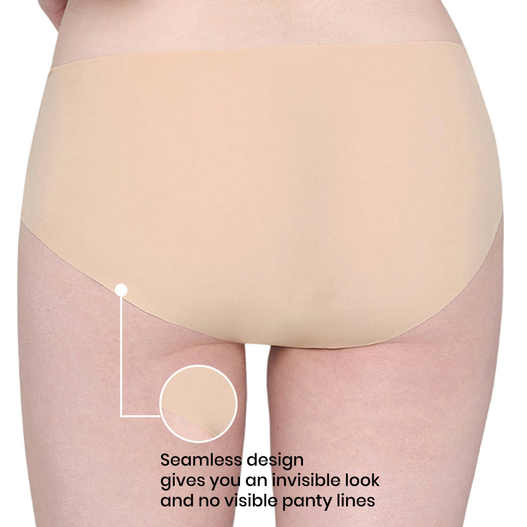 Invisible Comfort Mid-Waist Full Coverage Seamless Everyday wear Hipster Panty - Beige