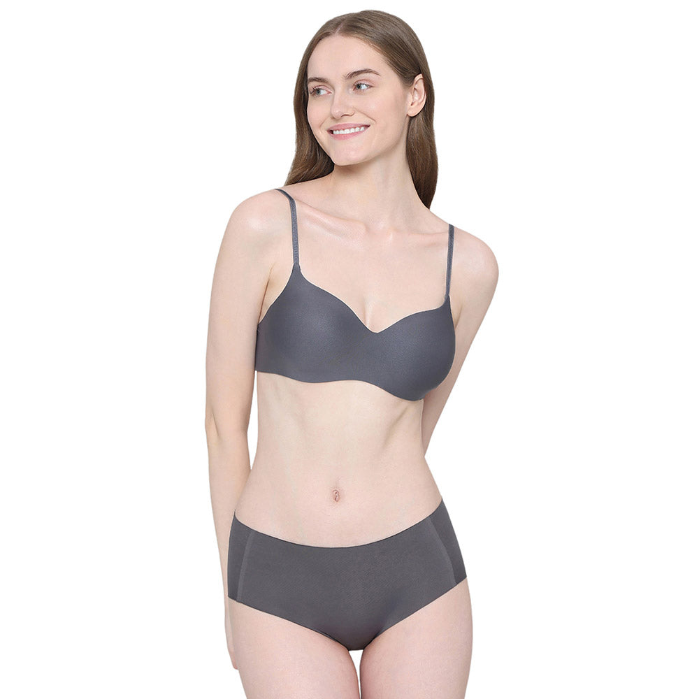 Invisible Comfort Mid-Waist Full Coverage Seamless Everyday wear Hipster Panty - Grey
