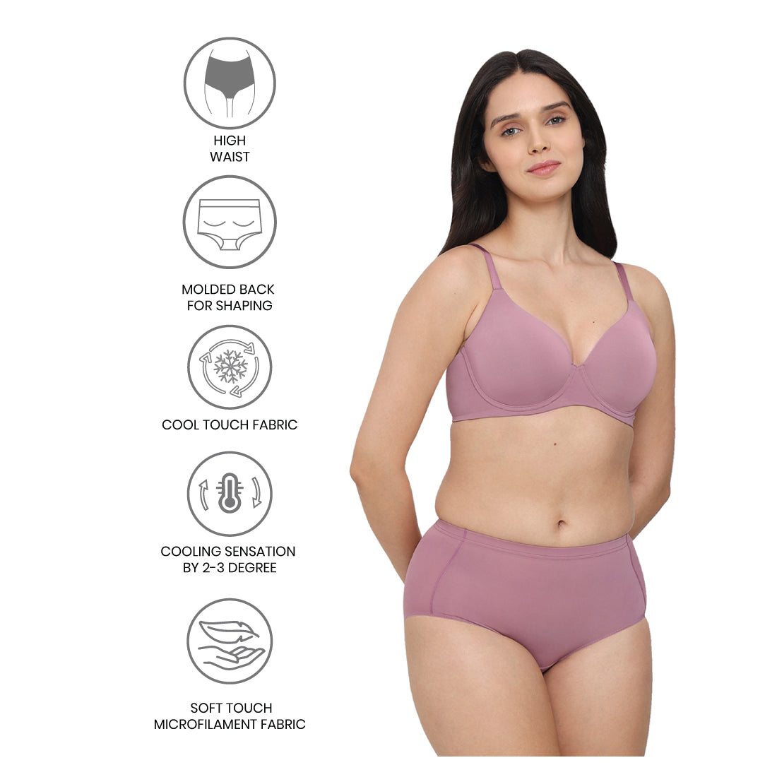 Cool Comfort High-waist Full Coverage Everyday wear Midi Panty-Pink