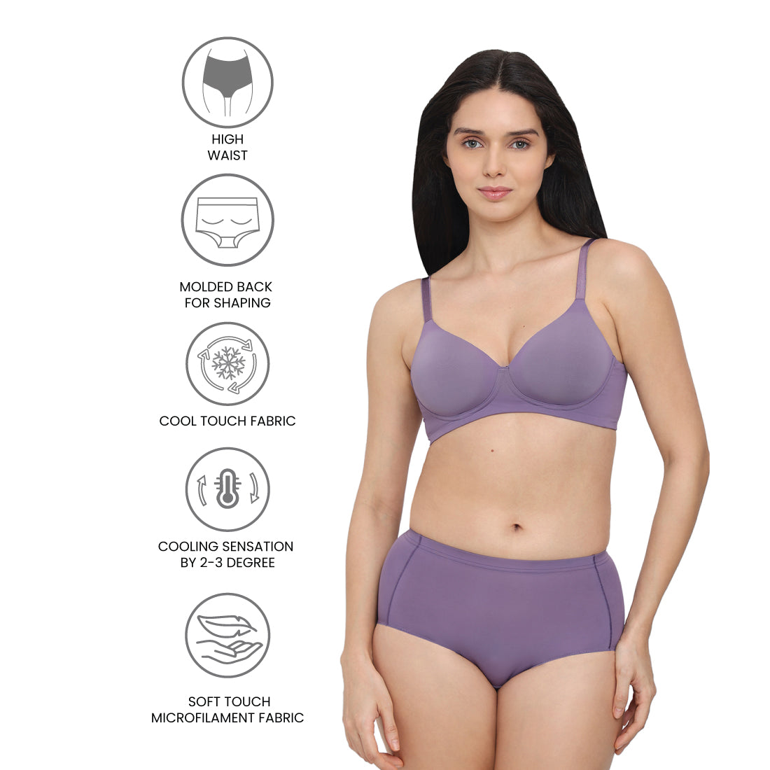 Cool Comfort High-waist Full Coverage Everyday wear Midi Panty-Purple