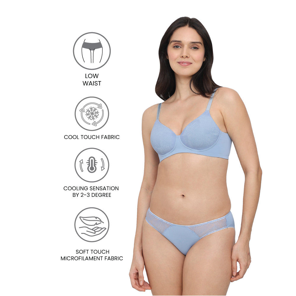 Cool Comfort Low-waist Medium Coverage Everyday wear Bikini Panty-Blue