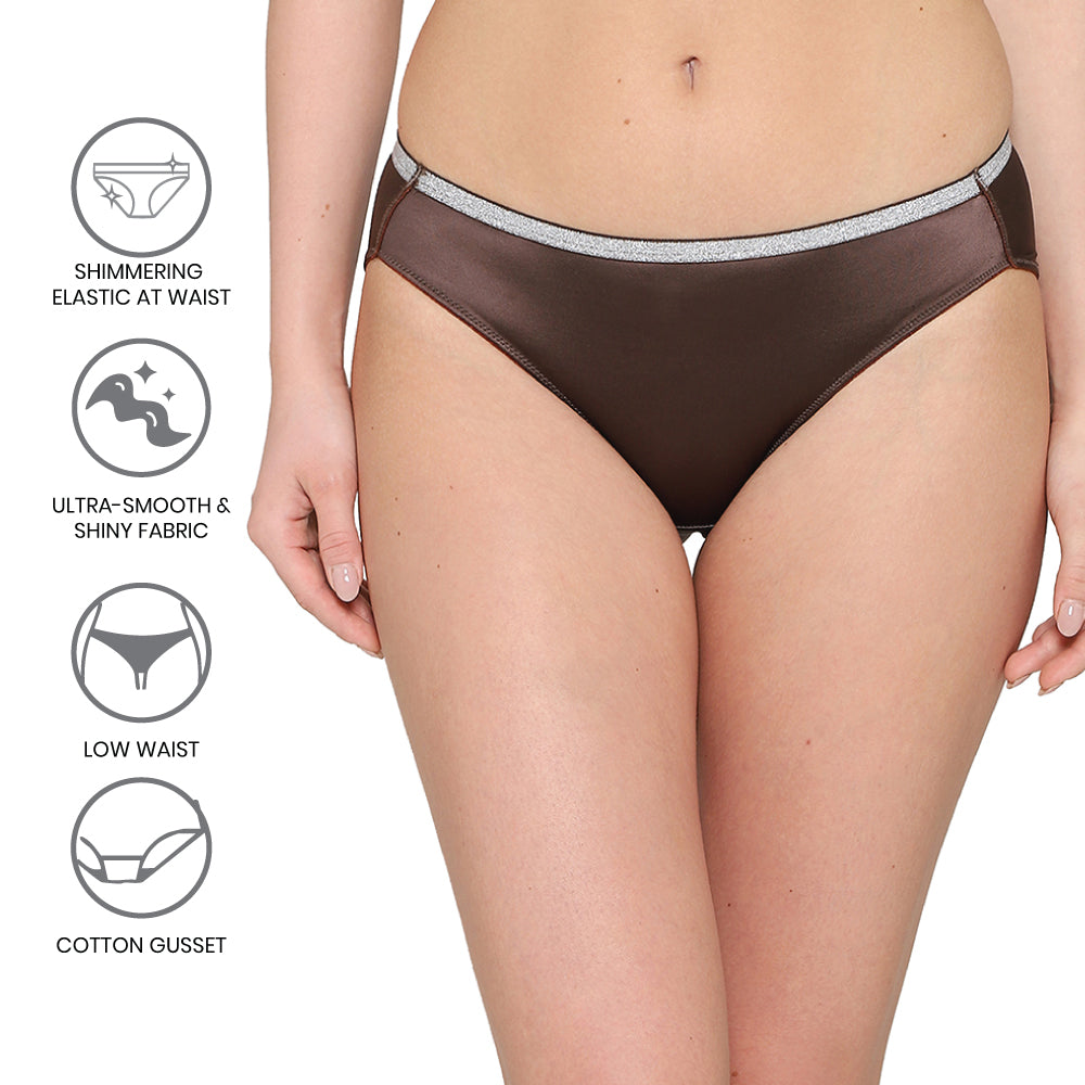 Wacoal Women’s Stellar Low-waist Medium Coverage Seamless Bikini Panty-Dark Brown