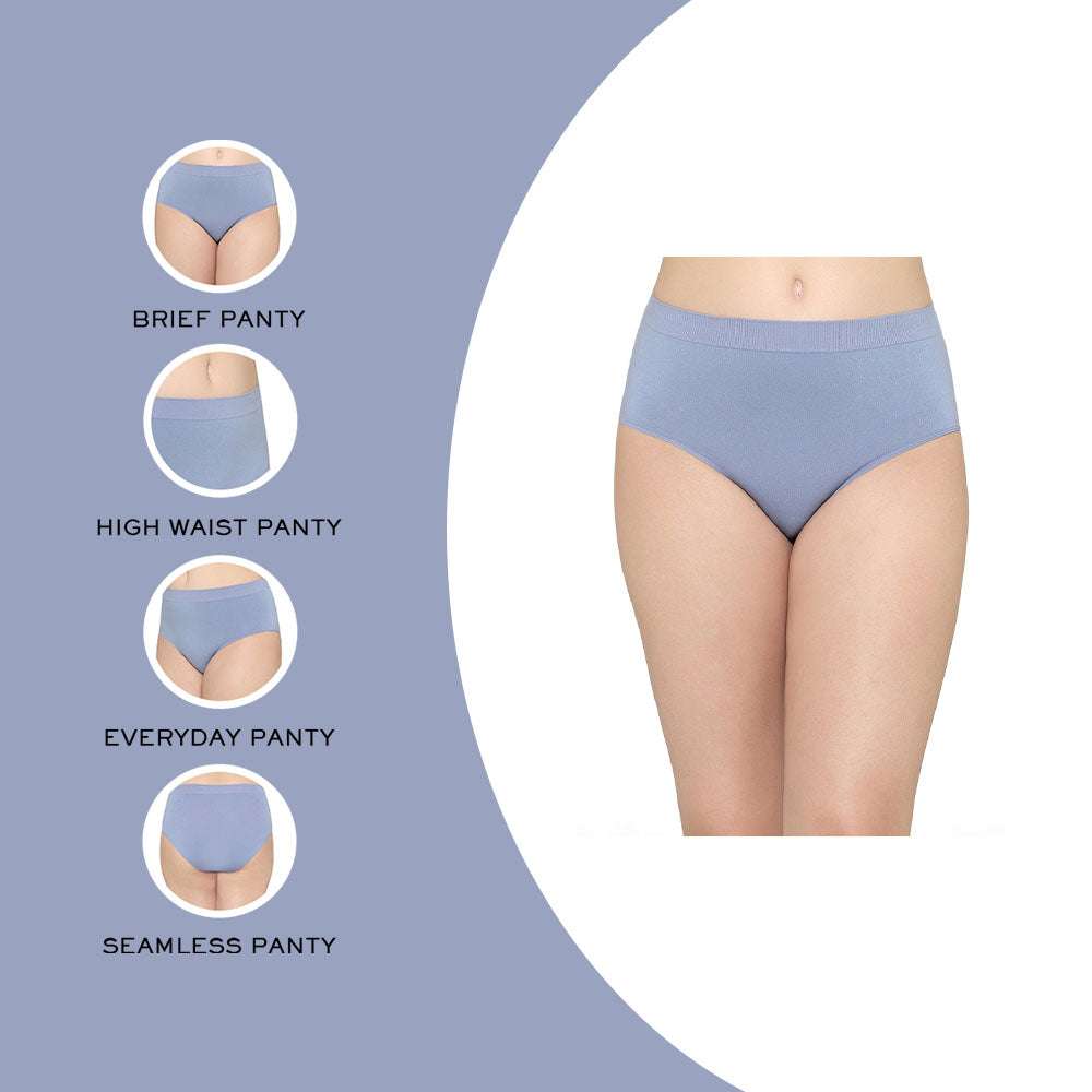 Firm Fit High Waist Full Coverage Everyday Wear Brief Panty - Sky Blue